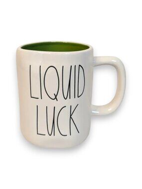 Rae Dunn Liquid Luck Ceramic Coffee Tea Cup Mug White